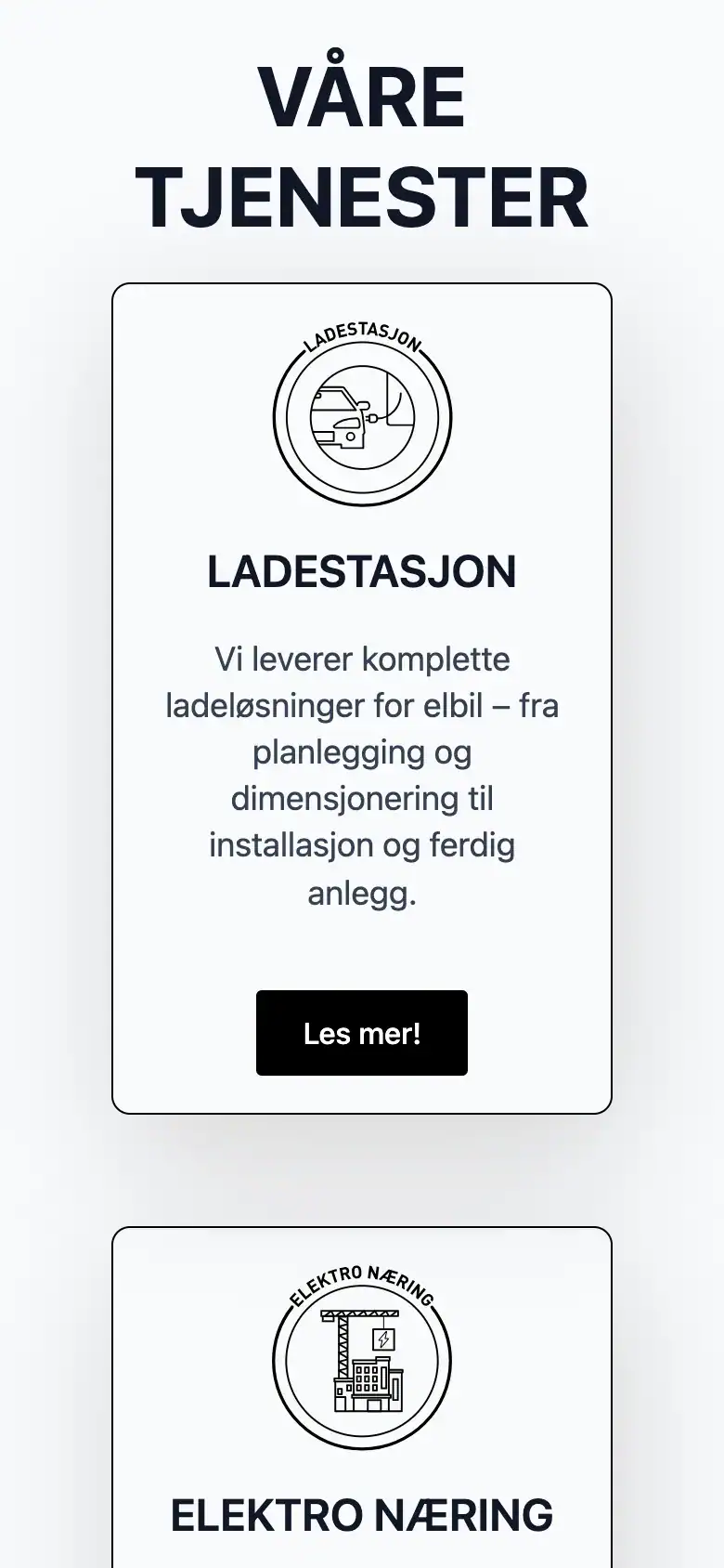 Lysteknikk nettside på mobil