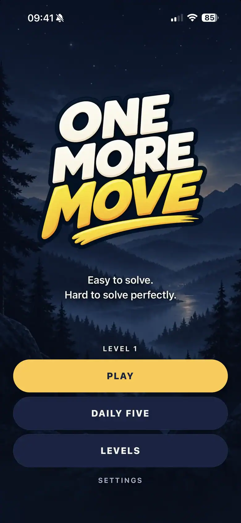 Startskjermen i One More Move på mobil
