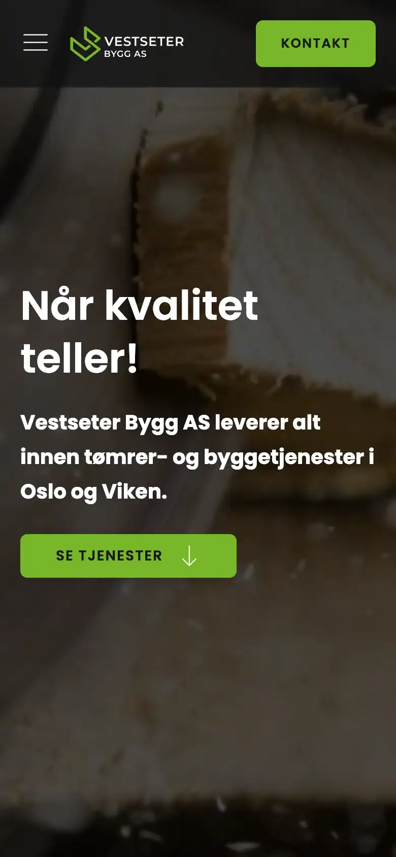 Forsiden til Vestseter Bygg på mobil