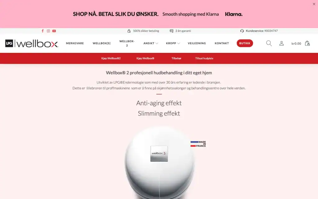 Forsiden til Wellbox med nettbutikk
