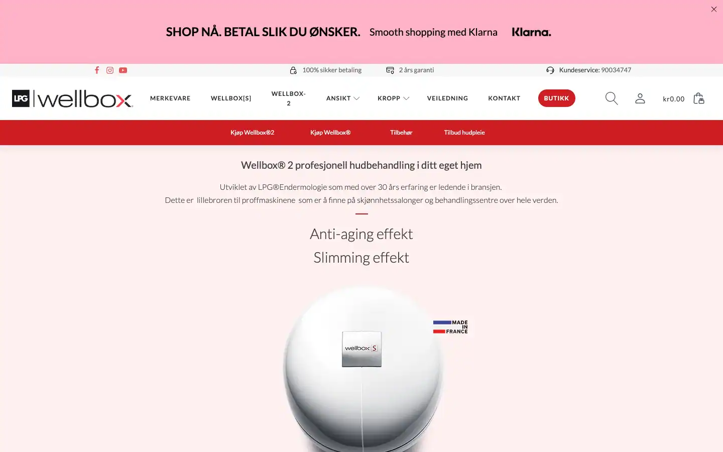 Forsiden til Wellbox med nettbutikk