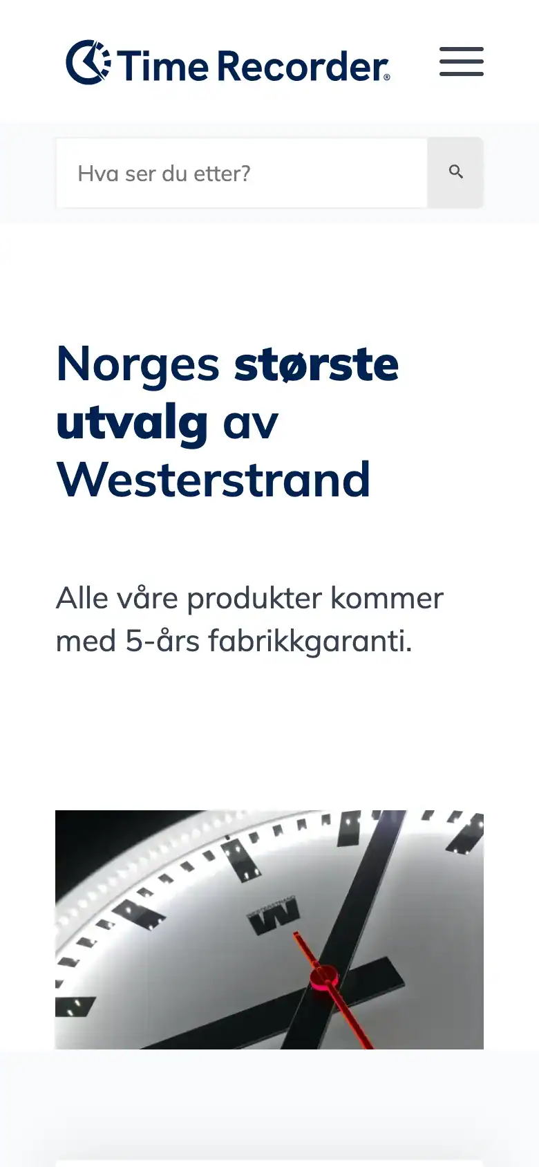 Produktkatalogen for Westerstrand hos Time Recorder på mobil