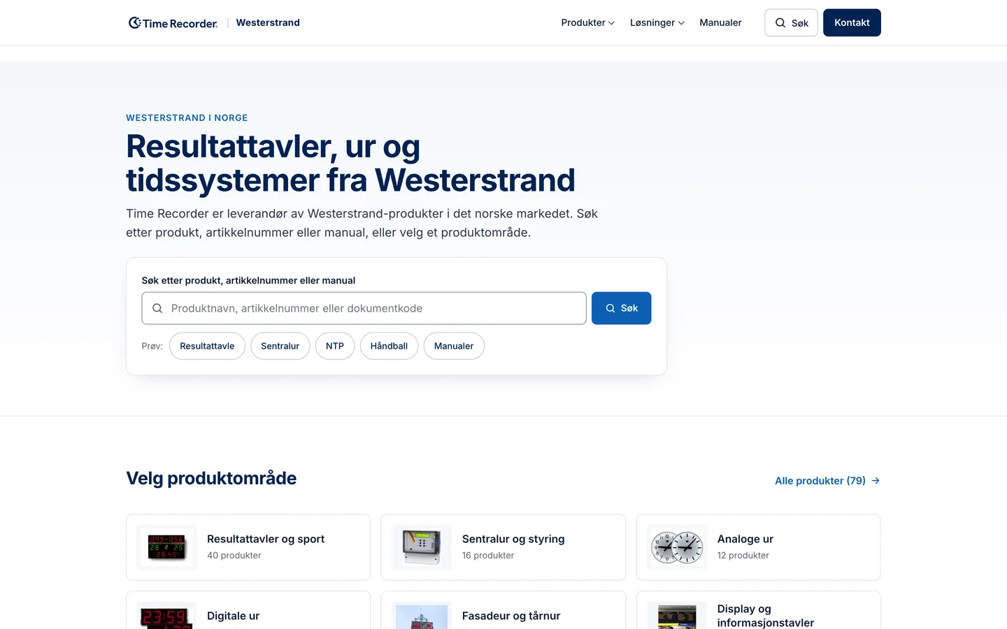 Nytt nettsted for Westerstrand med produktkatalog for ur, sport og display