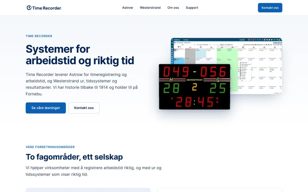 Forsiden til Time Recorder med Astrow og Westerstrand som de to fagområdene
